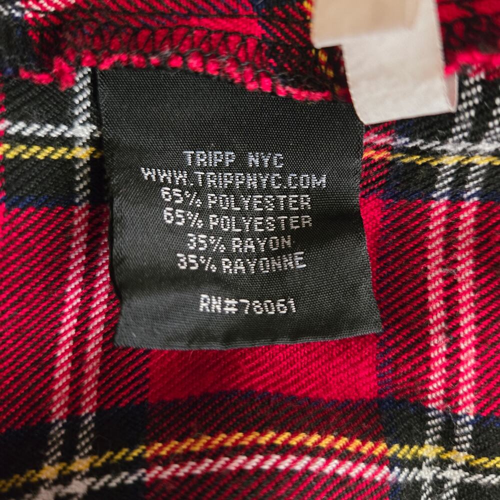 Tripp NYC Red Plaid Suspender Mini Dress M Y2k Punk Rocker Alt Emo Skater Girl - Picture 8 of 9
